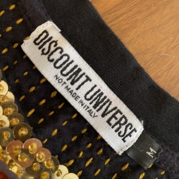 Di$count Universe Gold Sequin Crop Tee Shirt Medium - Picture 2 of 5